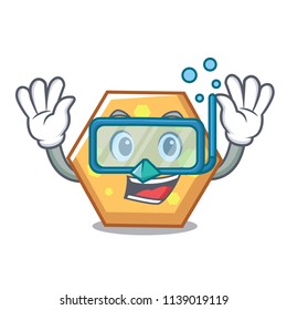 Diving hexagon character cartoon style