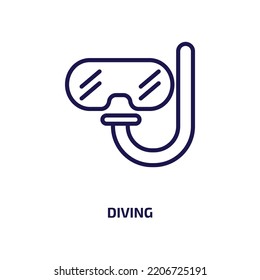 diving icon from activity and hobbies collection. Thin linear diving, sea, tourism outline icon isolated on white background. Line vector diving sign, symbol for web and mobile