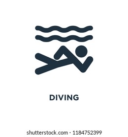 Diving icon. Black filled vector illustration. Diving symbol on white background. Can be used in web and mobile.