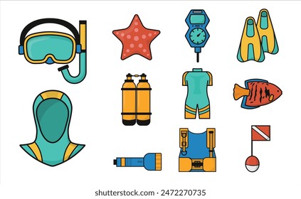 Diving Icon Illustration Set Collection