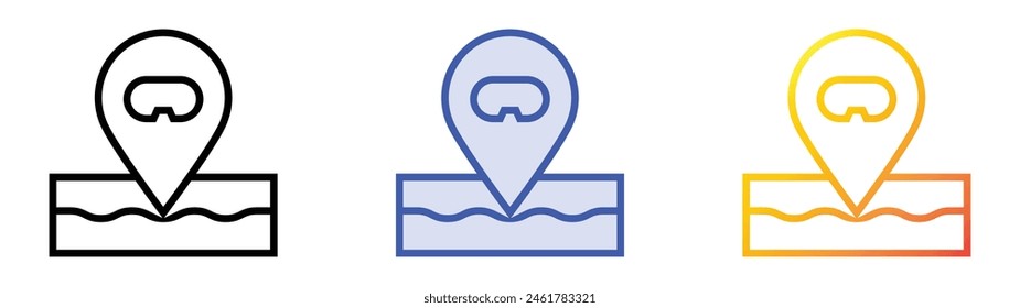 diving icon. Linear, Blue Fill and Gradient Style Design Isolated On White Background