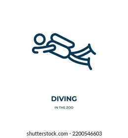 Diving icon. Linear vector illustration from in the zoo collection. Outline diving icon vector. Thin line symbol for use on web and mobile apps, logo, print media.