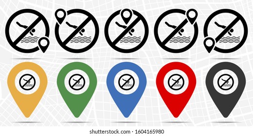 diving icon in location set. Simple glyph, flat illustration element of universal theme icons