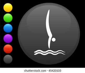 diving icon on round internet button original vector illustration 6 color versions included