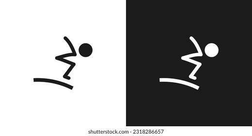 Diving icon pictogram vector design. Stick figure man diving athlete on the diving board preparing to jump and dive vector icon sign symbol pictogram. Water sports concept