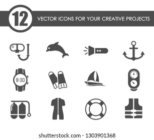 diving icon set. diving web icons for your project