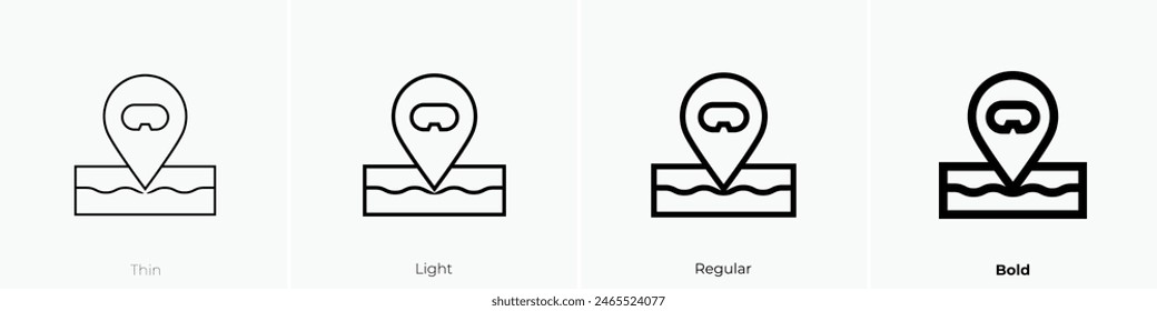 diving icon. Thin, Light Regular And Bold style design isolated on white background