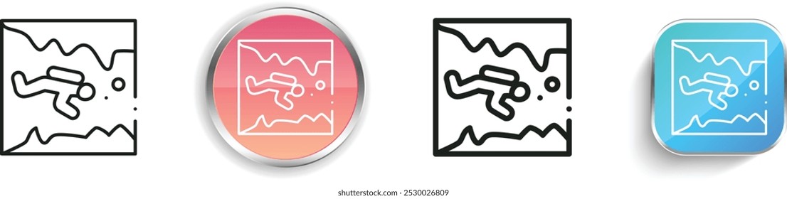 diving icon. Thin Linear, Regular and Button Style Design Isolated On White Background