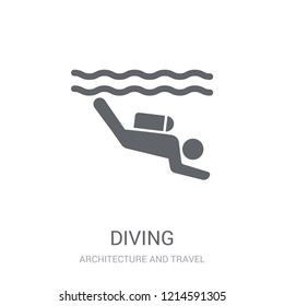 Diving icon. Trendy Diving logo concept on white background from Architecture and Travel collection. Suitable for use on web apps, mobile apps and print media.
