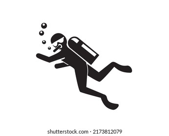 diving icon vector. diving in the depths of the sea, glyph style symbo