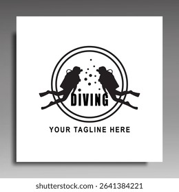 Diving and icon vector design template. Illustrator vector with white background