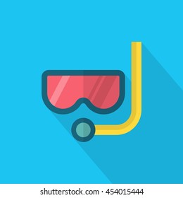 Diving icon, Vector flat long shadow design. Transport concept.