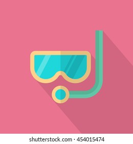 Diving icon, Vector flat long shadow design. Transport concept.