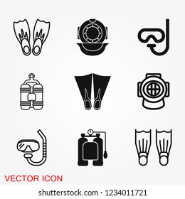 Diving icon, water sport vector sign, symbol