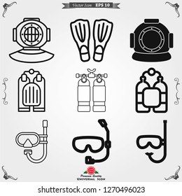 Diving icon, water sport vector sign, symbol