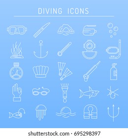 Diving icons in line style.