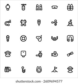 Diving Icons with line style, perfect for user interface projects