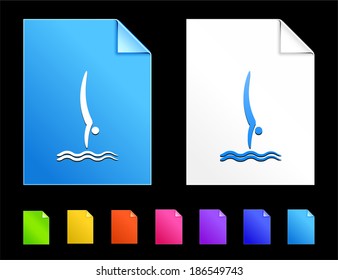 Diving Icons on Colorful Paper Document Collection