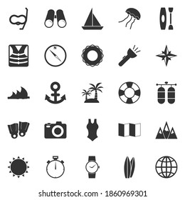 Diving icons on white background, stock vector