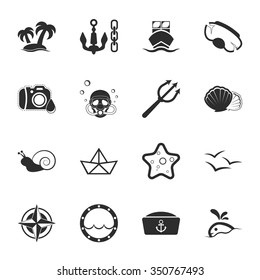 Diving icons set. 