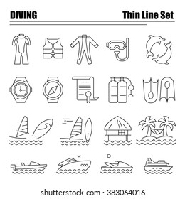 Diving icons set Elegant series