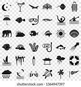 Diving icons set. Simple style of 36 diving vector icons for web for any design