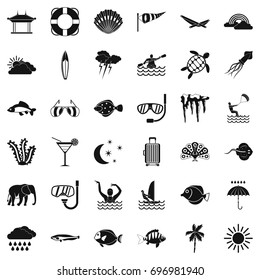 Diving icons set. Simple style of 36 diving vector icons for web isolated on white background