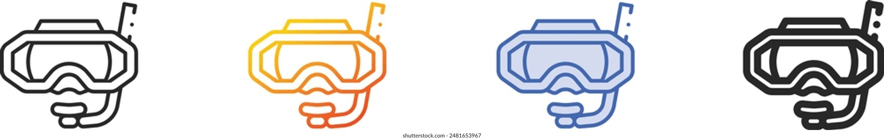 diving icon.Thin Linear, Gradient, Blue Stroke and bold Style Design Isolated On White Background
