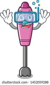 Diving immersion blender placed in character box