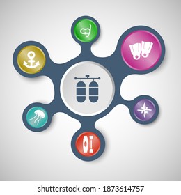 Diving infographic templates with connected metaballs, stock vector