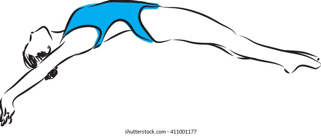 diving jump 2 swimmer woman illustration