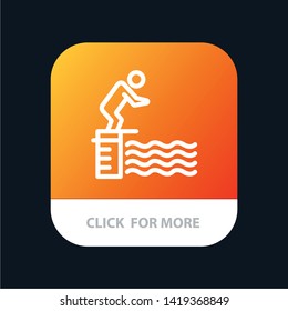 Diving, Jump, Platform, Pool, Sport Mobile App Button. Android and IOS Line Version
