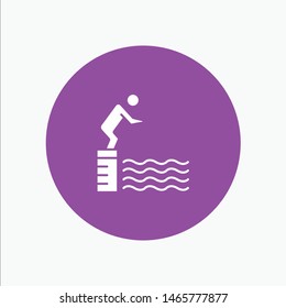 Diving, Jump, Platform, Pool, Sport. Vector Icon Template background