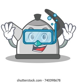 Diving kettle character cartoon style