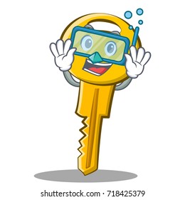 Diving key character cartoon style vector illustration