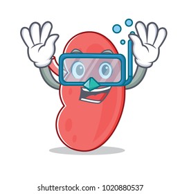 Diving kidney character cartoon style