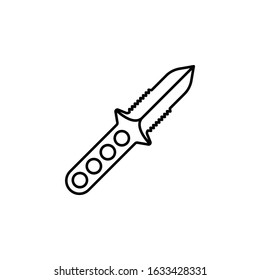 diving knife line icon on white background