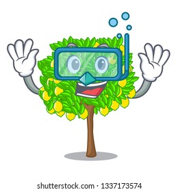 Diving lemon tree isolated with the mascot