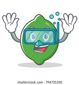 Diving lime character cartoon style