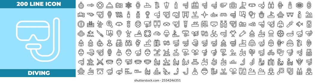 Diving Line Editable Icons set.