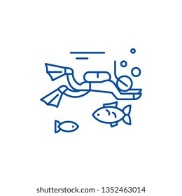 Diving line icon concept. Diving flat  vector symbol, sign, outline illustration.