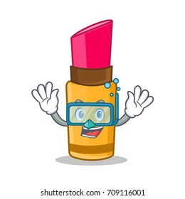 Diving lipstick character cartoon style