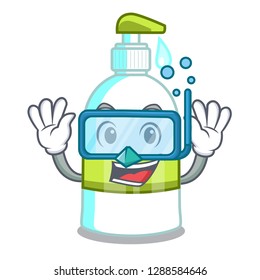 Diving liquid soap in a cartoon basket