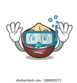Diving macadamia character cartoon style