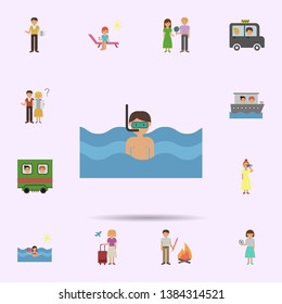 Diving, man, sea cartoon icon. Universal set of travel for website design and development, app development