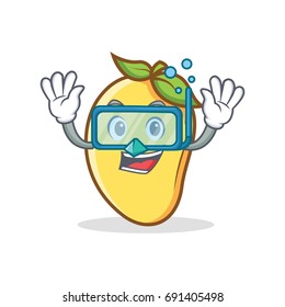 Diving mango character cartoon mascot vector illustration