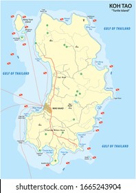 Diving map of the Thai island Koh Tao in the Gulf of Thailand