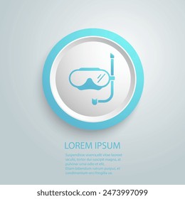 Diving mask blue icon. Underwater equipment simple illustration. Summer beach element in modern flat sign vector