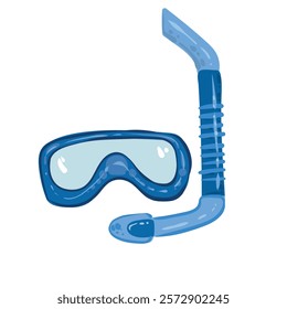 Diving mask. Breathing apparatus for observing fish and sea creatures underwater. Vector illustration isolated on white background.