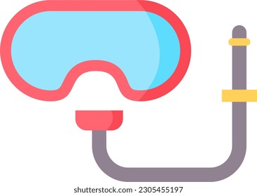 Diving mask and breathing snorkel - icon,flat color style.